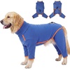 image:imageLeLePet Fleece Dog Onesie Striped Dog Pajamas for Small Dogs Blue SBlue