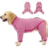 image:imageLeLePet Fleece Dog Onesie Striped Dog Pajamas for Small Dogs Blue SPink