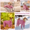 image:imageLeLePet Fleece Dog Onesie Striped Dog Pajamas for Small Dogs Blue SPink