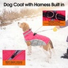 image:imageLelepet Dog Coat Warm Dog Winter Coat Waterproof Dogs Jacket with HarnessNeon Pink