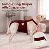 image:imageLelepet Female Dog Diapers for HeatEscapeProof Dog Diaper with SuspendersWine Red