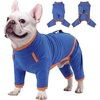 image:imageLeLePet Fleece Dog Onesie Striped Dog Pajamas for Small Dogs Blue SBlue