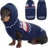 image:imageLelepet Dachshund Sweater with Hood Knit Dog Sweaters for Small Dogs XSXLNavy Blue