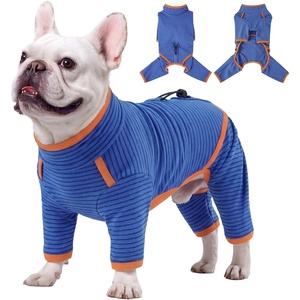 image:imageLeLePet Fleece Dog Onesie Striped Dog Pajamas for Small Dogs Blue SBlue
