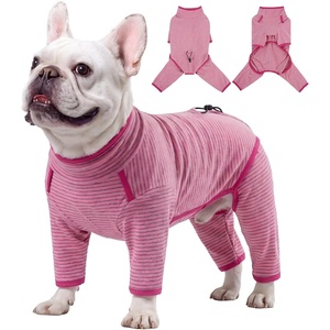 image:imageLeLePet Fleece Dog Onesie Striped Dog Pajamas for Small Dogs Blue SPink