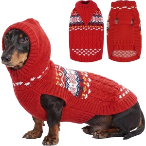 image:imageLelepet Dachshund Sweater with Hood Knit Dog Sweaters for Small Dogs XSXLRed