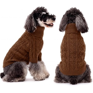 image:imageLelepet Dog Sweater for Medium Dogs Turtleneck Cable Knit Fall Sweatshirt MCoffee Brown